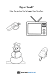 thumbnail of Color the picture that is bigger worksheet (TV, Snowman)
