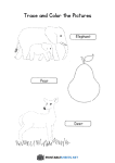 thumbnail of Trace and Color the Elephant, Pear and Deer
